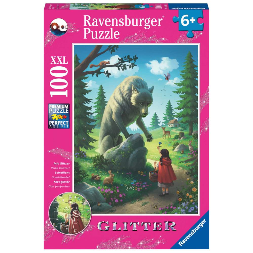 Puzzle scufita rosie si lupul 100 piese glitter ravensburger