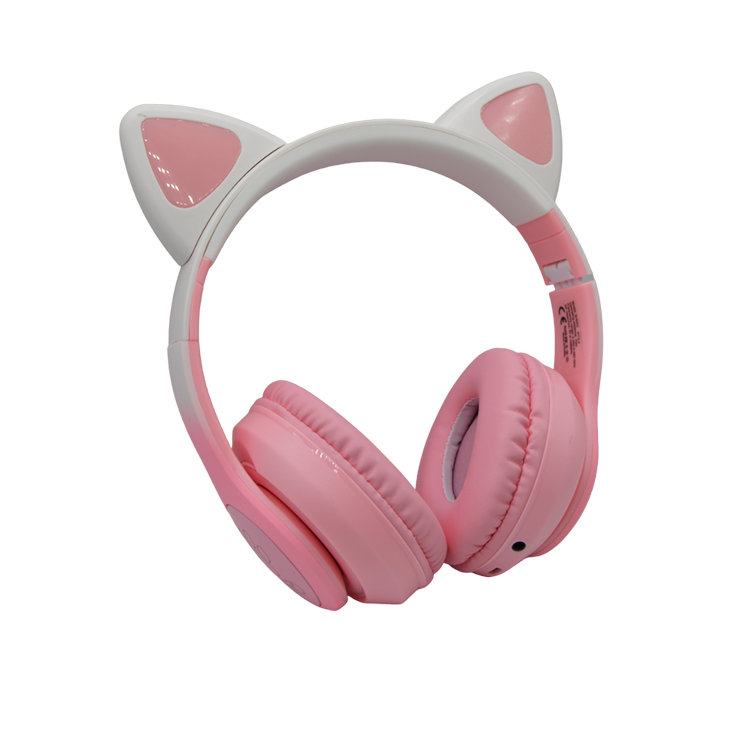 Casti wireless em3, usb, bluetooth, roz, urechi pisica