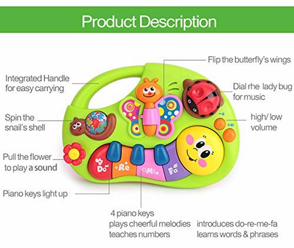Pianina animalutelor vesele cu lumini si sunete