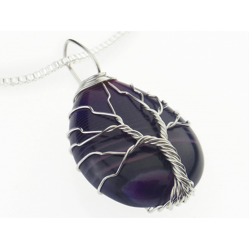 Pandant copacul vietii realizat manual din piatra semipretioasa Agate