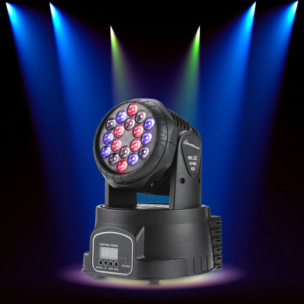 Moving head depox®, party energy, jocuri de lumini, 70w, 18 leduri, negru