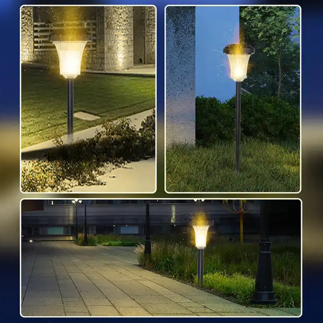 Set 4 lampi de gradina, incarcare solara, alb cald