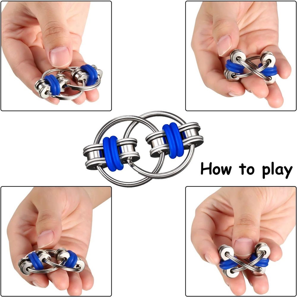 Set 3 jucarii Spinner Key Chain Fidget, antistres, galben/albastru/violet, Vivo