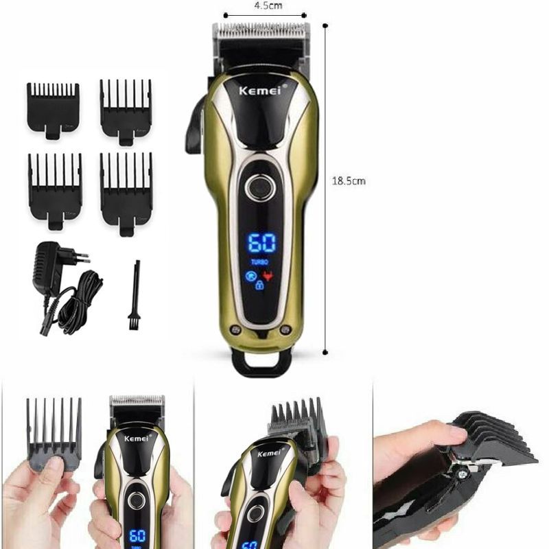 Aparat de tuns profesional e020, 5w, lame inox, ecran led