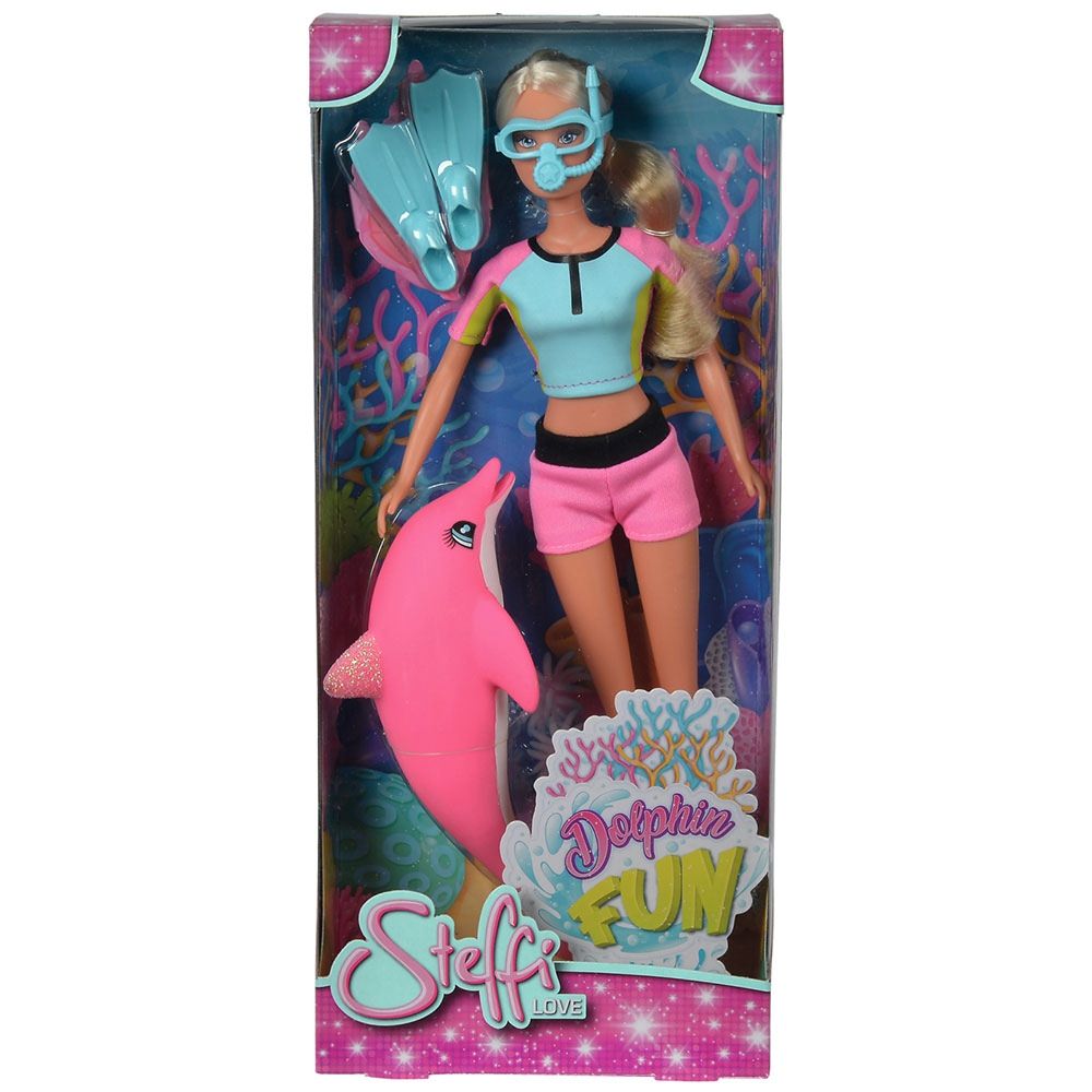 Papusa simba steffi love dolphin fun 29 cm cu delfin si accesorii