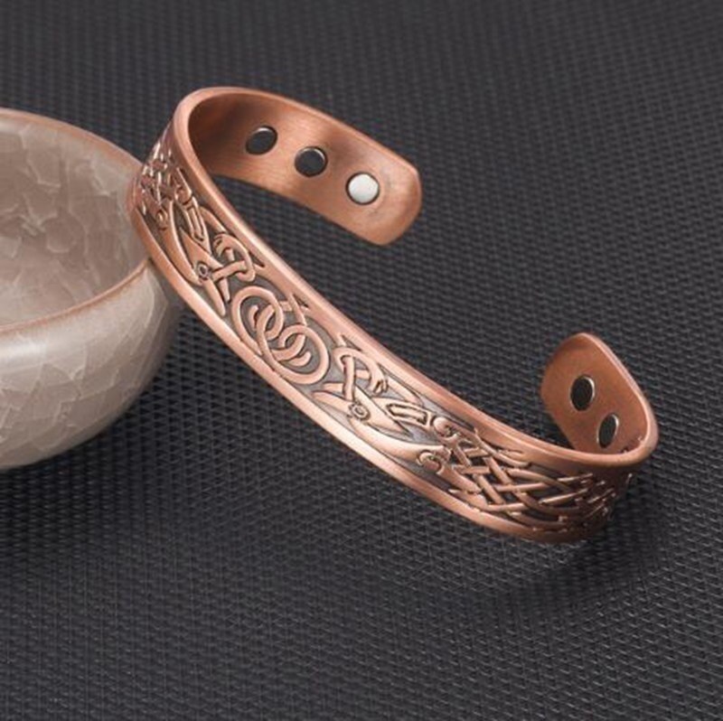 Bratara barbateasca model de viking culoare aur roz 18 cm