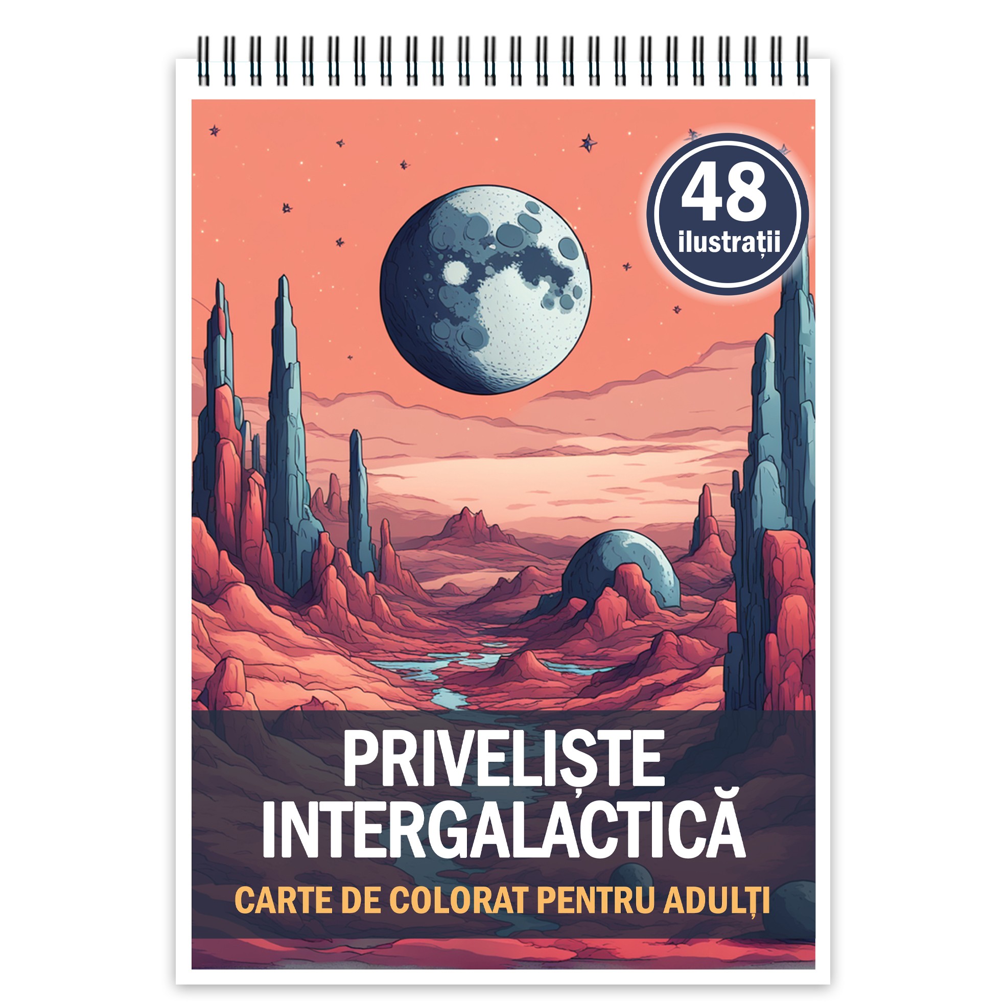Carte de colorat cu 48 de ilustratii Priveliste intergalactica 102 pagini