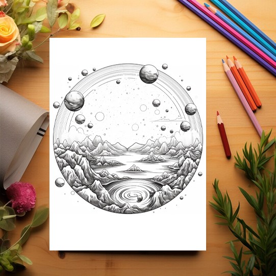 Carte de colorat cu 48 de ilustratii Priveliste intergalactica 102 pagini