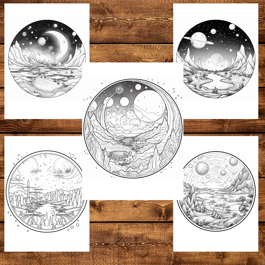 Carte de colorat cu 48 de ilustratii Priveliste intergalactica 102 pagini