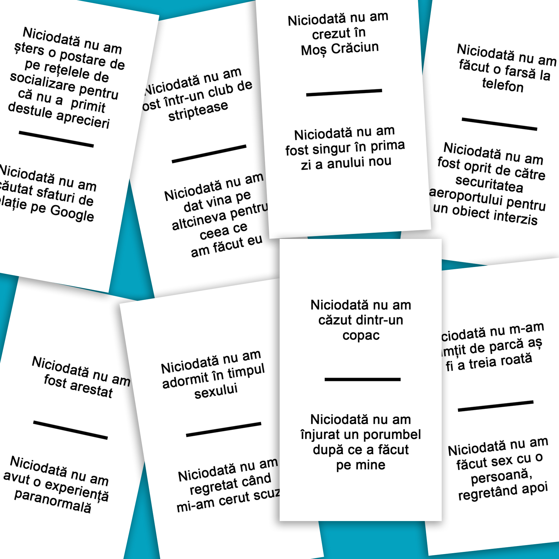 Never Have I Ever carti de joc pentru petreceri - 600 intrebari limba romana pentru 2-20 jucatori