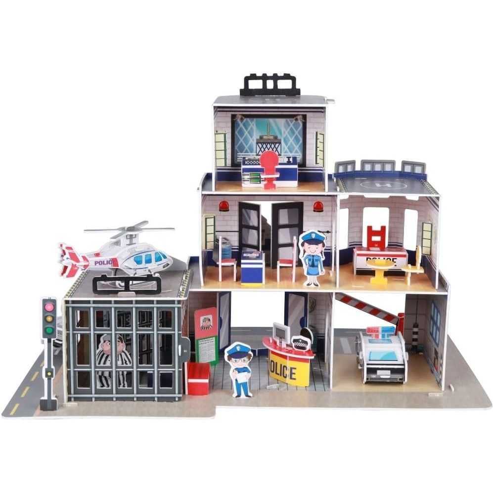 Set constructie puzzle 3d -  statie de politie fiesta crafts 89 piese