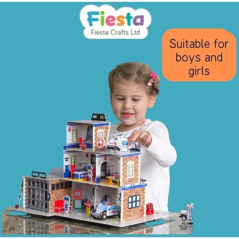 Set constructie puzzle 3d -  statie de politie fiesta crafts 89 piese