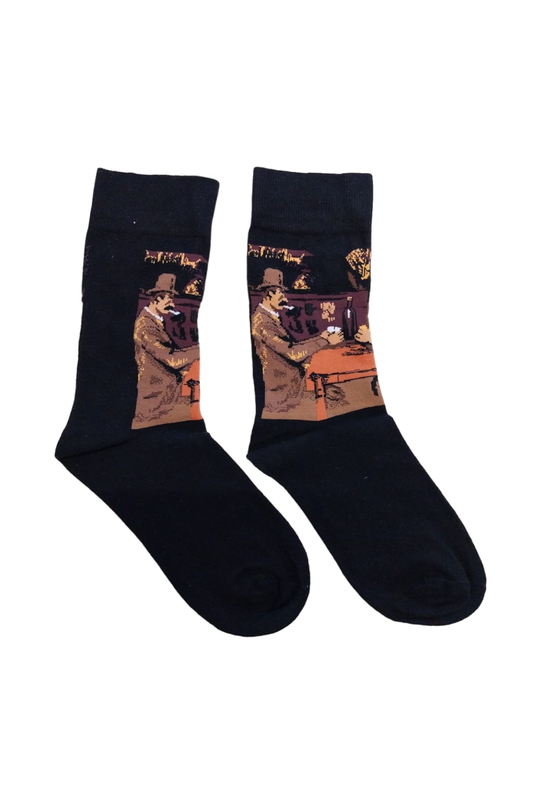 Sosete barbati din bumbac, model vesel, negru 41-45