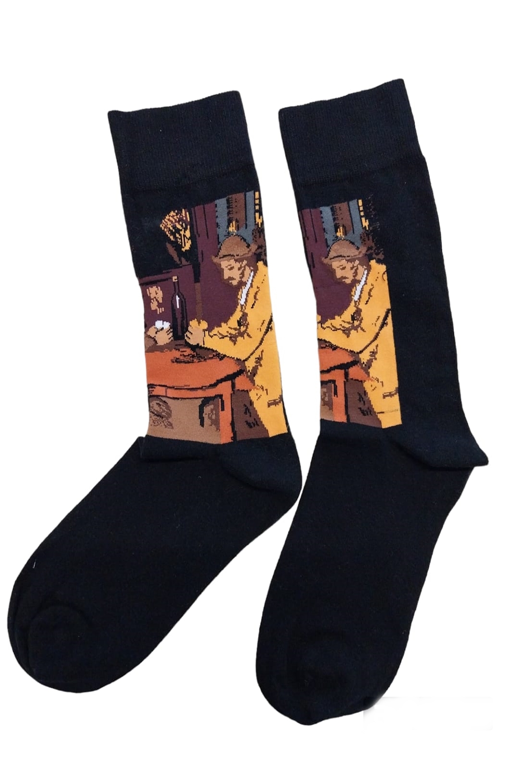 Sosete barbati din bumbac, model vesel, negru 41-45