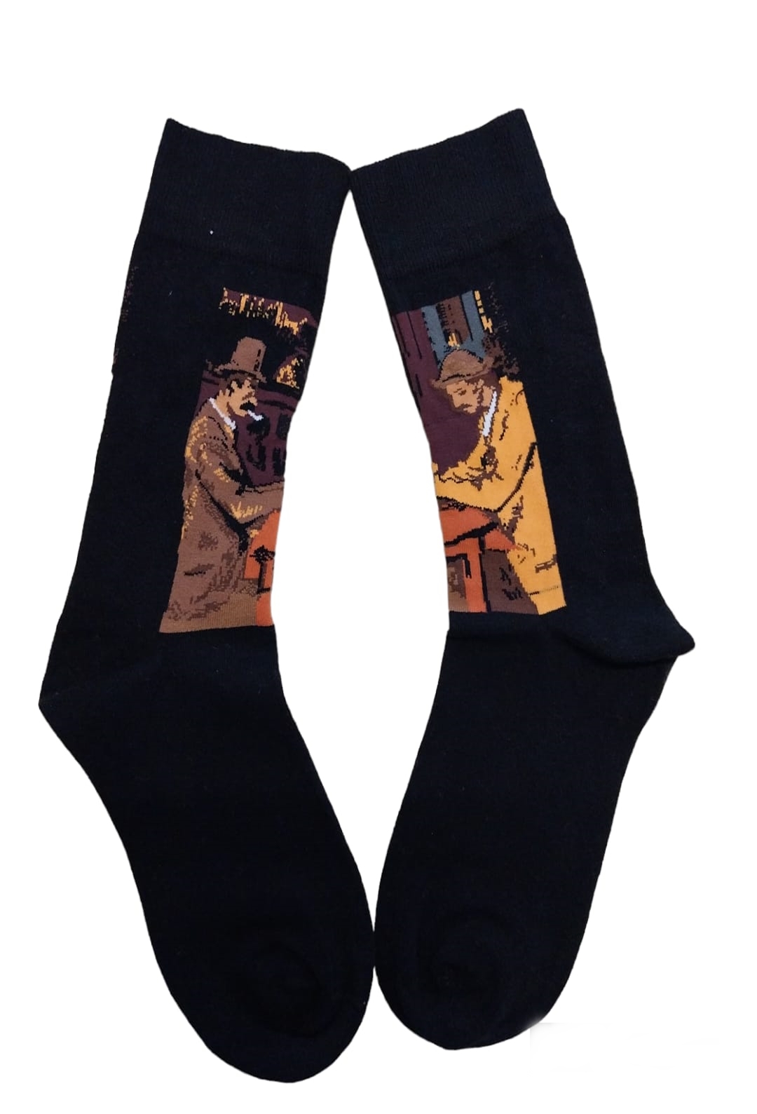 Sosete barbati din bumbac, model vesel, negru 41-45