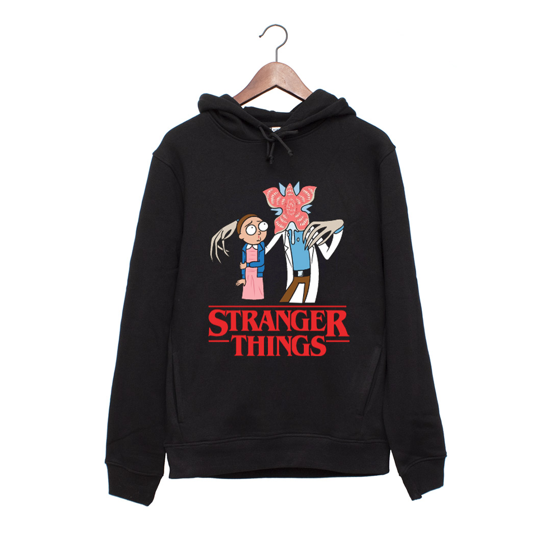 Hanorac personalizat negru unisex stranger ricks