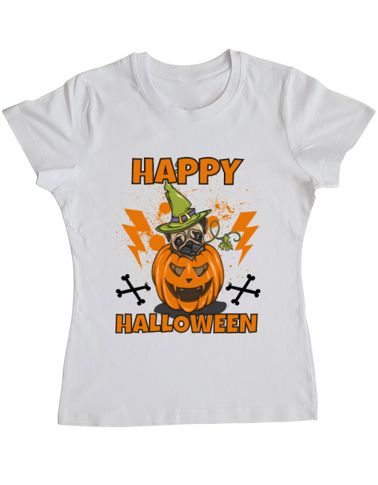 Tricou adler dama halloween pug alb