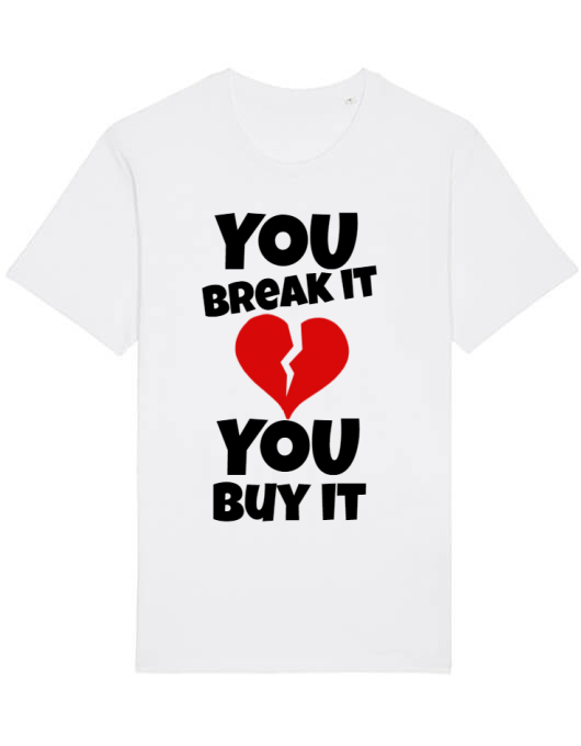 Tricou stanley stella barbat you break it , you buy it alb