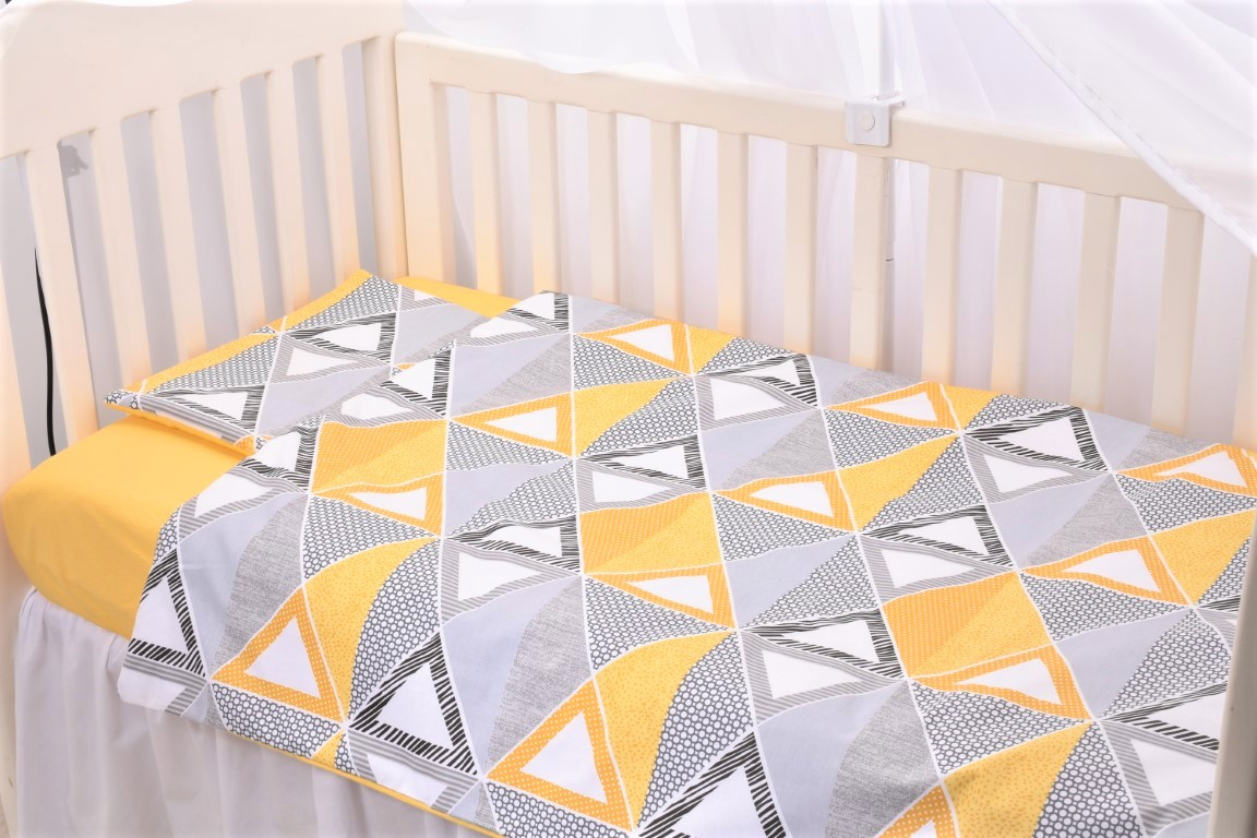 Lenjerie 6 piese patut 120x60 cm bumbac 100% model forme geometrice