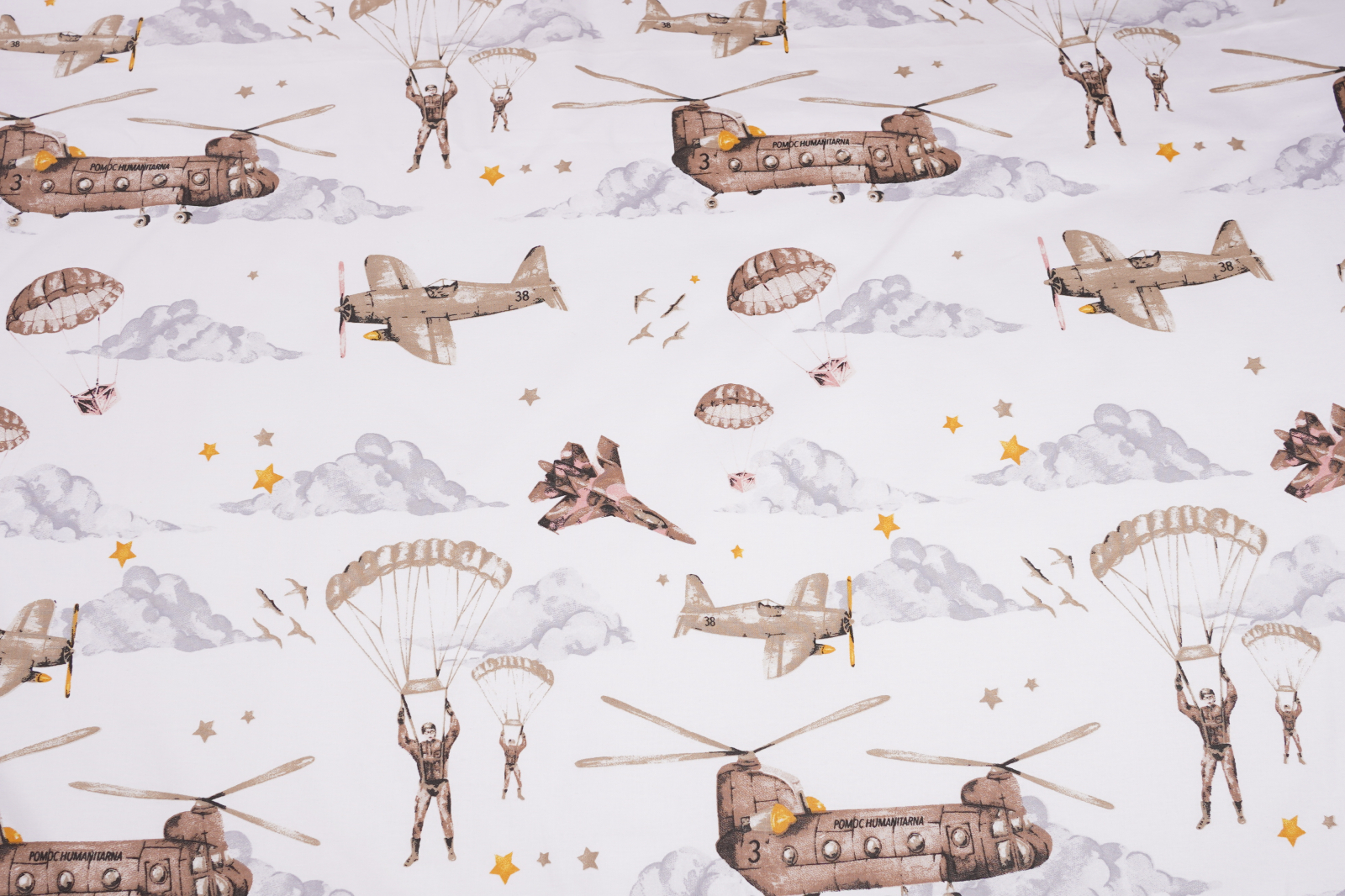 Lenjerie 6 piese patut 120x60 cm bumbac 100% model soldatei maro