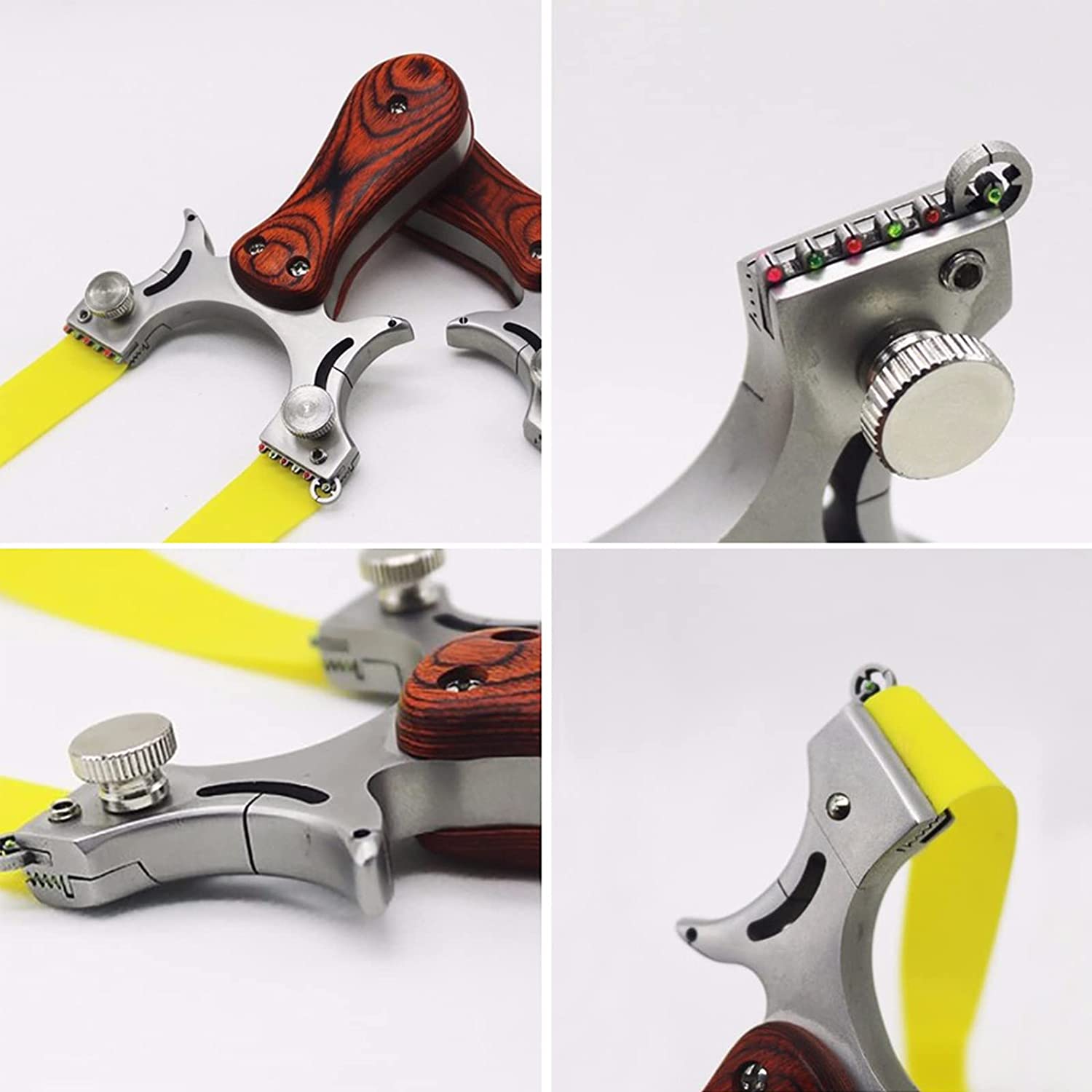 Set prastie cu laser ideallstore®, sling queen, metalic, 11.5 cm, cu boloboc, maner lemn, maro si 220 bile