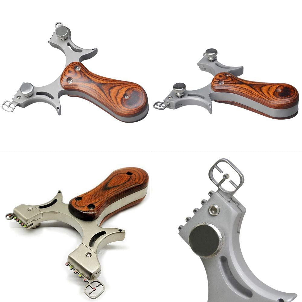 Set prastie cu laser ideallstore®, sling queen, metalic, 11.5 cm, cu boloboc, maner lemn, maro si 220 bile