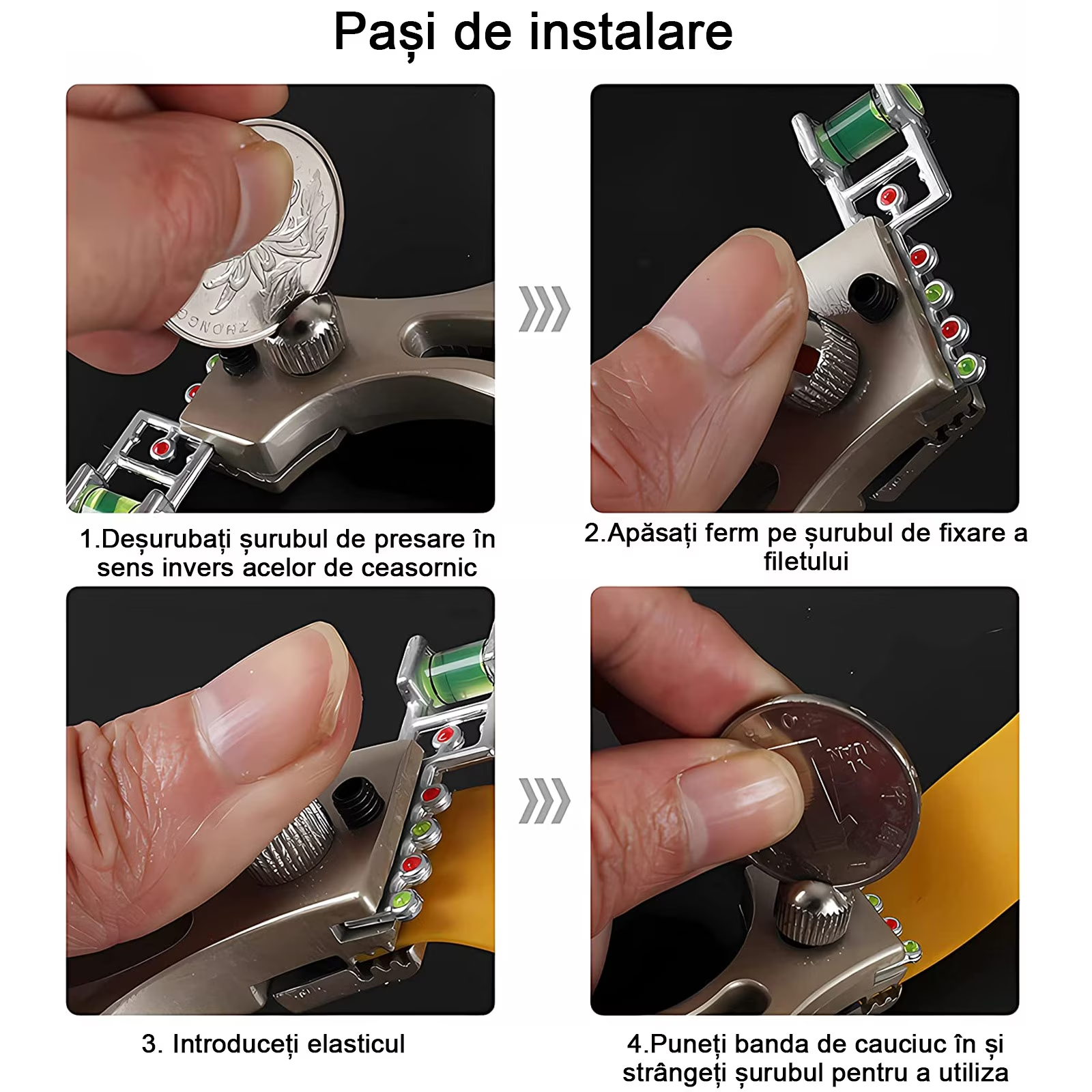 Set prastie cu laser ideallstore®, sling queen, metalic, 11.5 cm, cu boloboc, maner lemn, maro si 220 bile