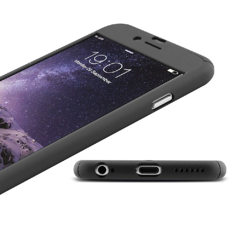 Husa ipaky iphone 6/6s full cover 360 + folie sticla, negru