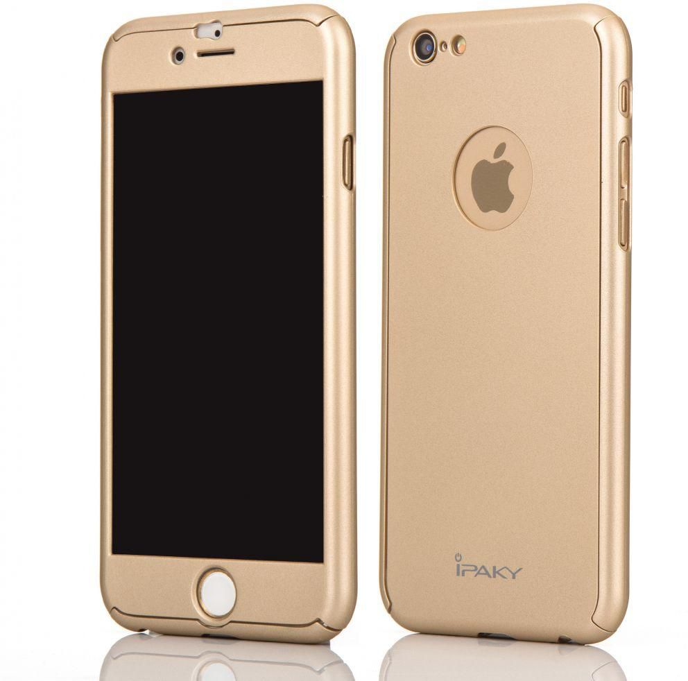 Husa 360º ipaky pentru iphone 6 plus/6s plus ( protectie fata-spate) cu folie de protectie inclusa - gold