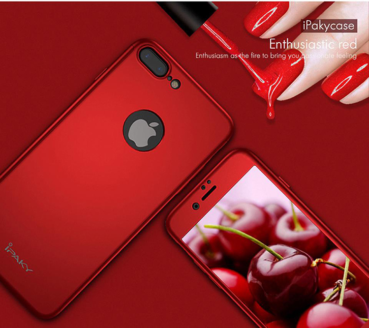 Husa de protectie pentru apple iphone 7, ipaky pro red original case, acoperire completa 360 grade cu folie de protectie gratis