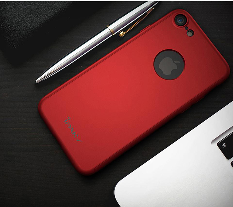 Husa de protectie pentru apple iphone 7, ipaky pro red original case, acoperire completa 360 grade cu folie de protectie gratis