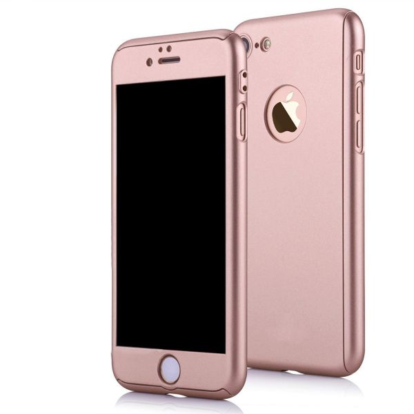 Husa fullbody mystyle rose-gold pentru apple iphone 8 acoperire completa 360 grade cu folie de protectie gratis