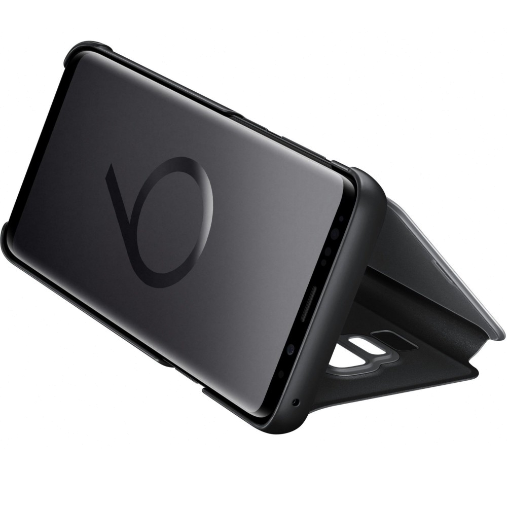 Husa protectie flip cover, oglinda, mirror, stand, compatibila cu samsung galaxy s9, negru