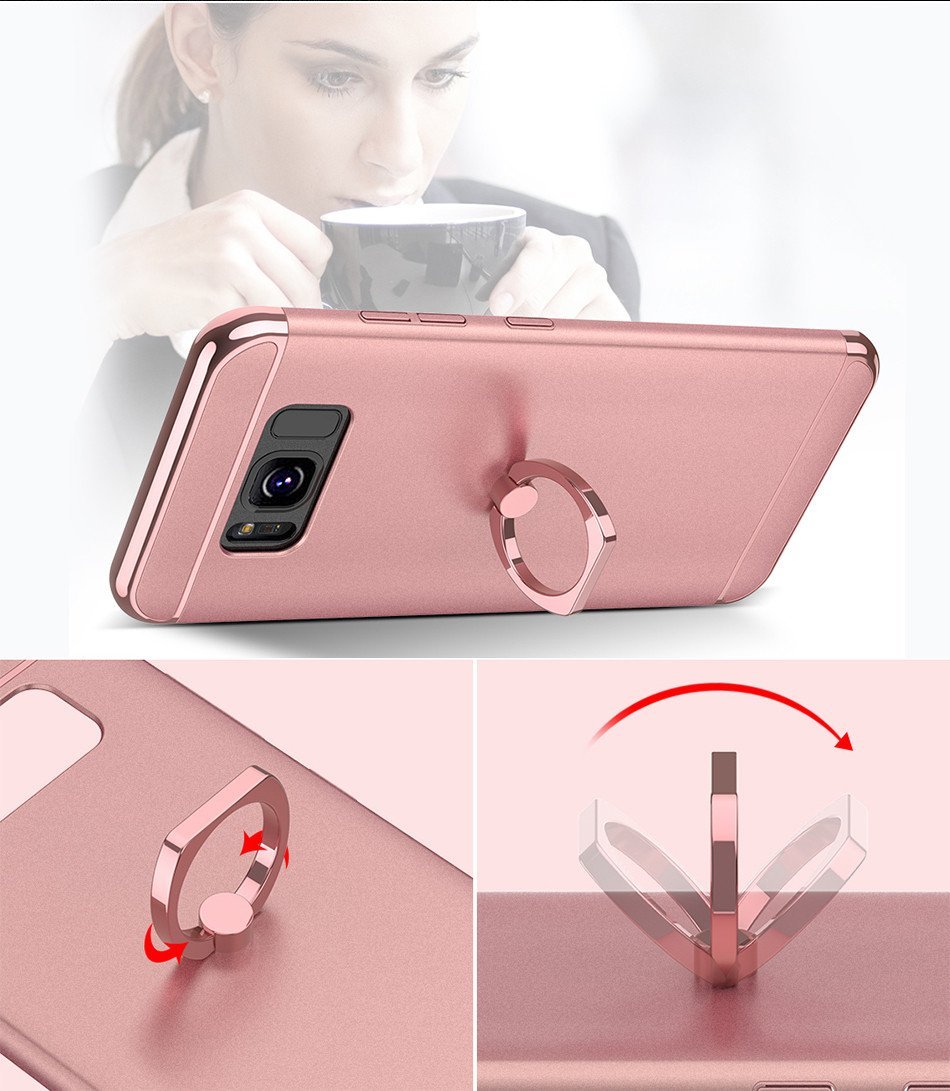 Husa samsung galaxy j7 2017 , mystyle elegance luxury 3in1 ring, rose-gold