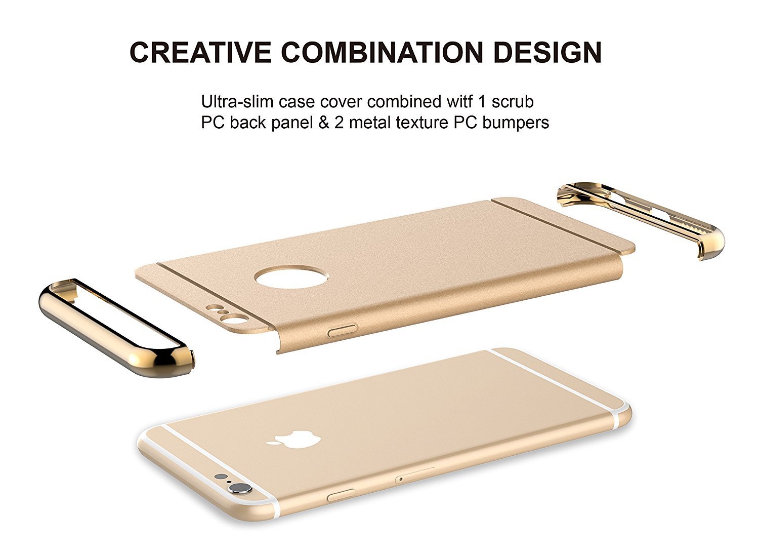 Husa telefon iphone 6/6s plus ofera protectie 3in1 ultrasubtire - gold