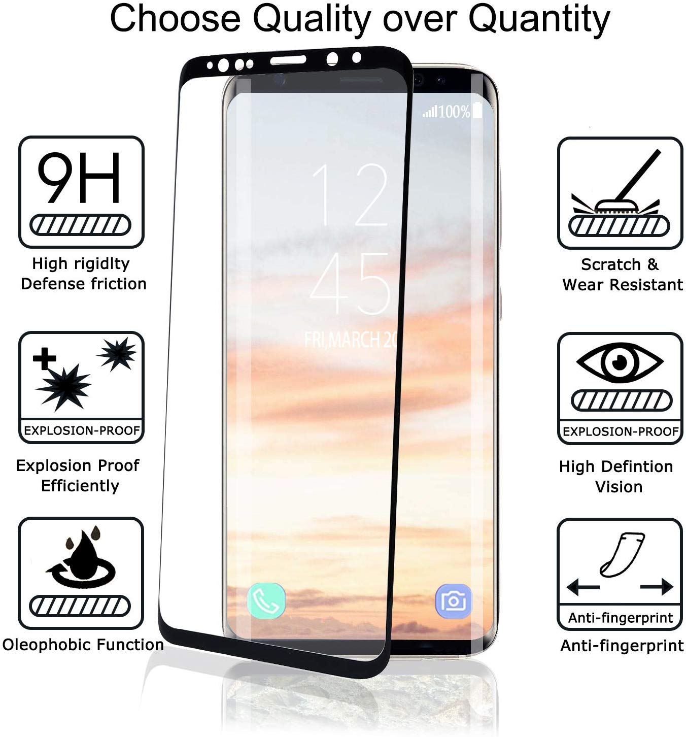 Folie sticla pro glass 3d samsung galaxy s8 full cover