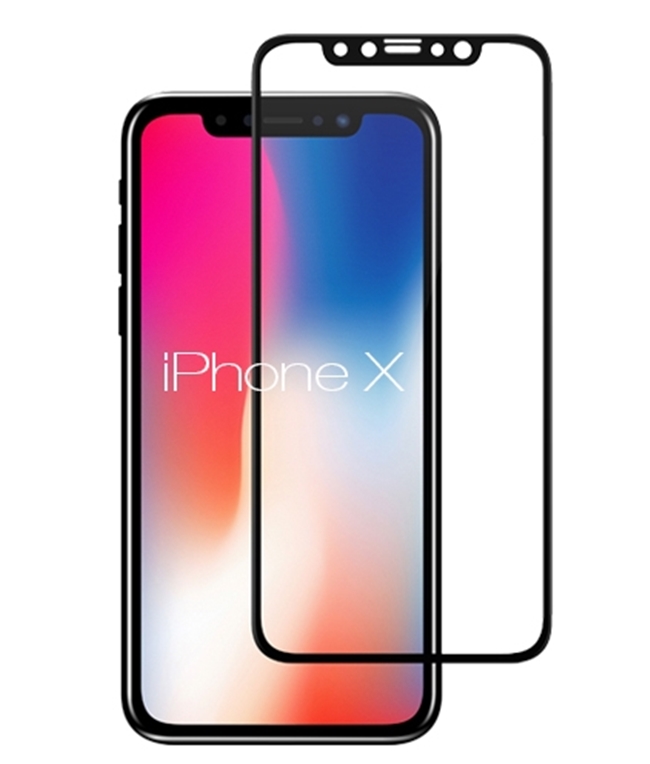 Folie protectie 9h sticla profesionala 3d 0.3mm full cover iphone x, anti-amprente, negru