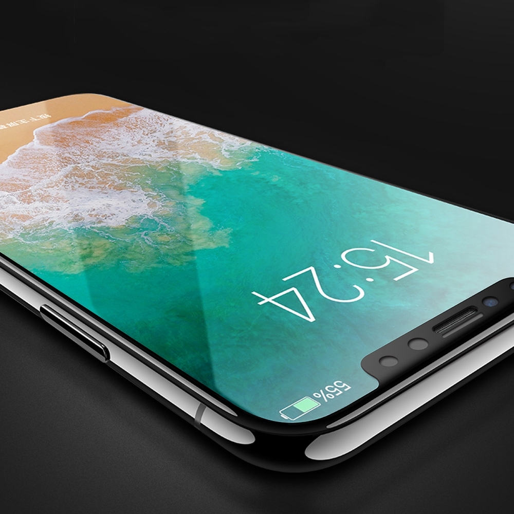 Folie protectie 9h sticla profesionala 3d 0.3mm full cover iphone x, anti-amprente, negru