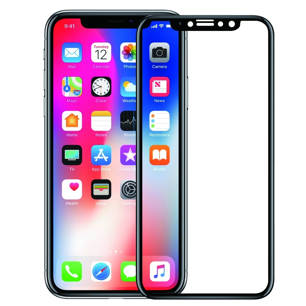 Folie protectie 9h sticla profesionala 3d 0.3mm full cover iphone x, anti-amprente, negru