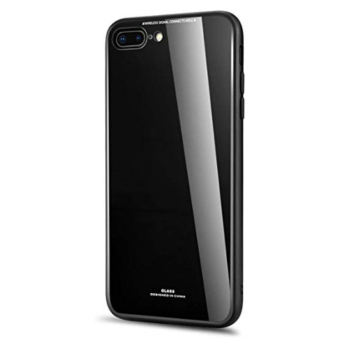 Husa compatibila cu apple iphone 8, back glass mystyle, husa cu sticla securizata spate, neagra
