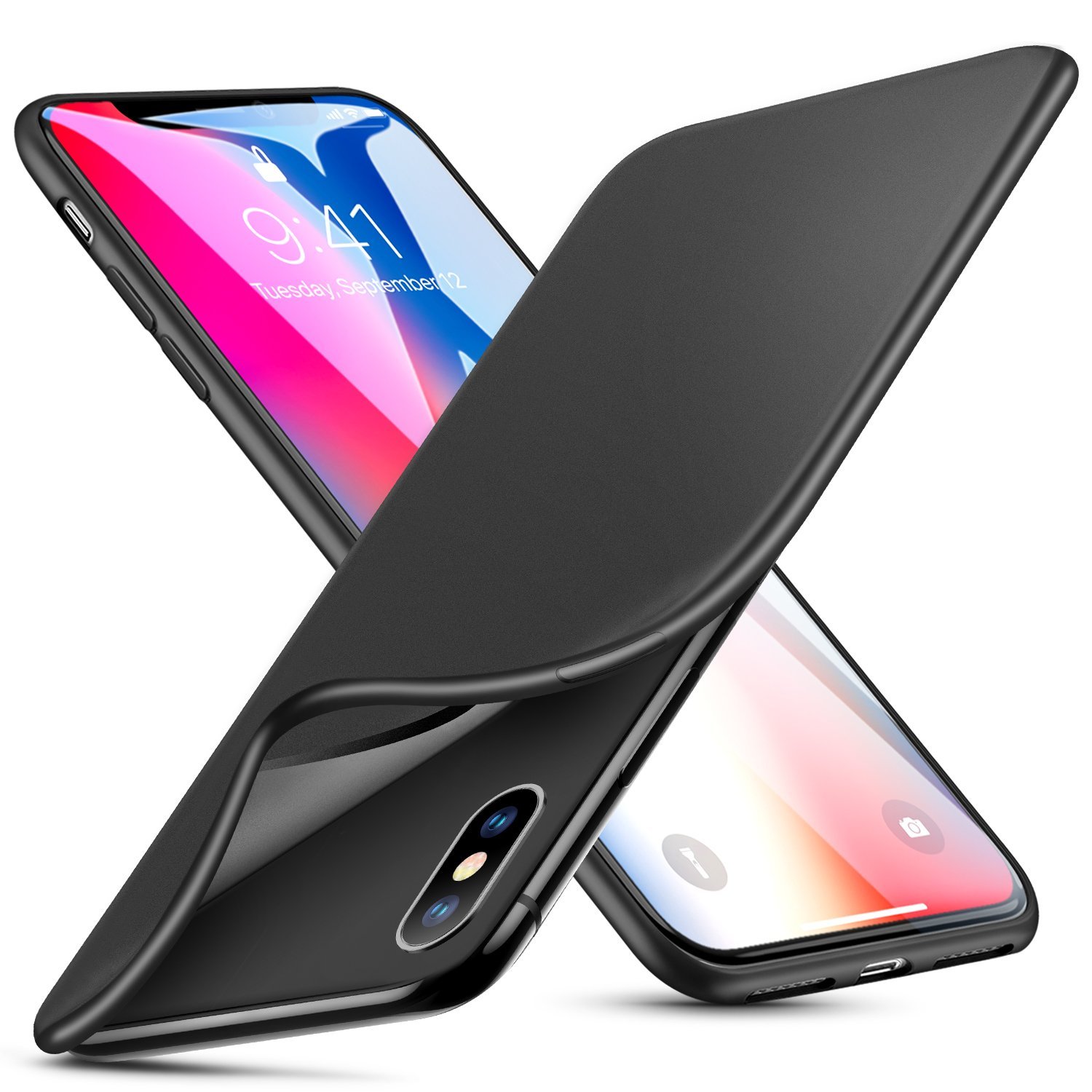 Husa telefon apple iphone 10, iphone x ofera protectie silicon ultrasubtire lux black matte