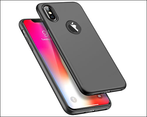 Husa telefon apple iphone 10, iphone x ofera protectie silicon ultrasubtire lux black matte