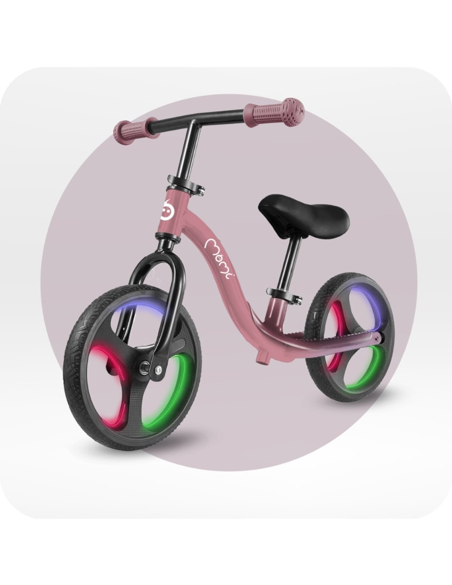 Bicicleta fara pedale cu roti led momi isoka pink