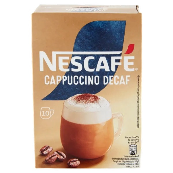 Preparat solubil pentru cappuccino nescafÉ gold - fara cofeina 125g, 10 plicuri