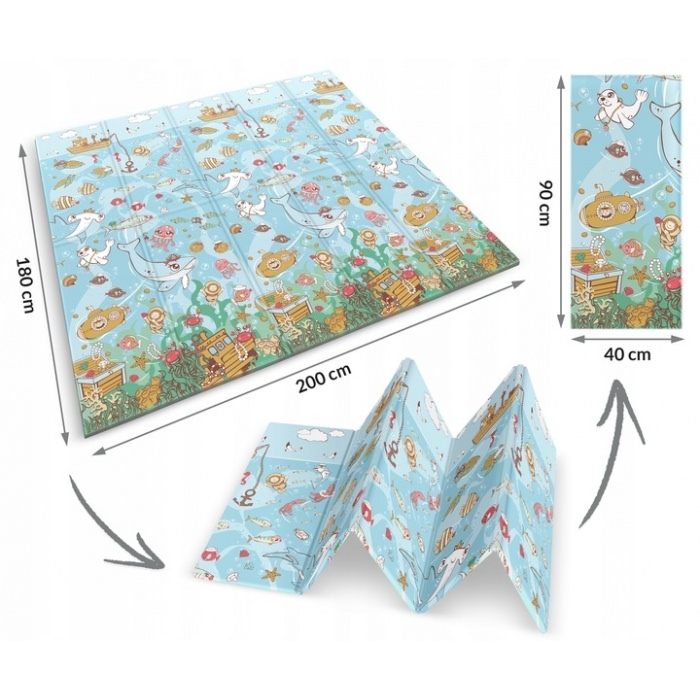 Salteluta de joaca din spuma 200 x 180 x 1 cm nukido nk-340 ocean-forest