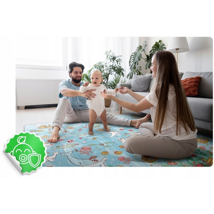 Salteluta de joaca din spuma 200 x 180 x 1 cm nukido nk-340 ocean-forest