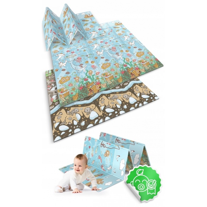 Salteluta de joaca din spuma 200 x 180 x 1 cm nukido nk-340 ocean-forest