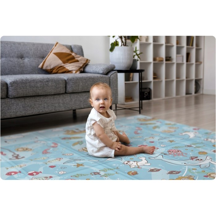 Salteluta de joaca din spuma 200 x 180 x 1 cm nukido nk-340 ocean-forest