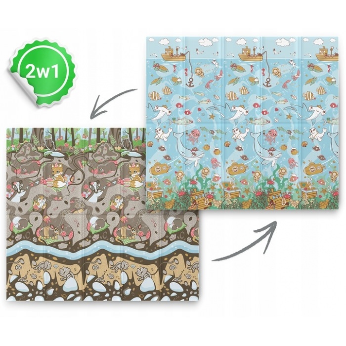 Salteluta de joaca din spuma 200 x 180 x 1 cm nukido nk-340 ocean-forest