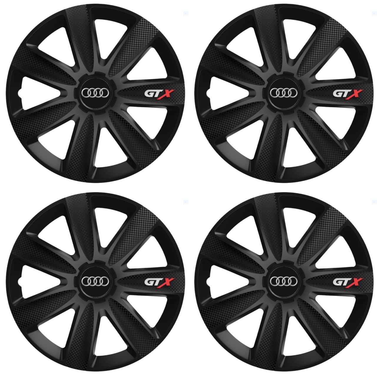 Set 4 capace roti gtx carbon negru r17, compatibil cu audi